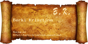 Berki Krisztina névjegykártya